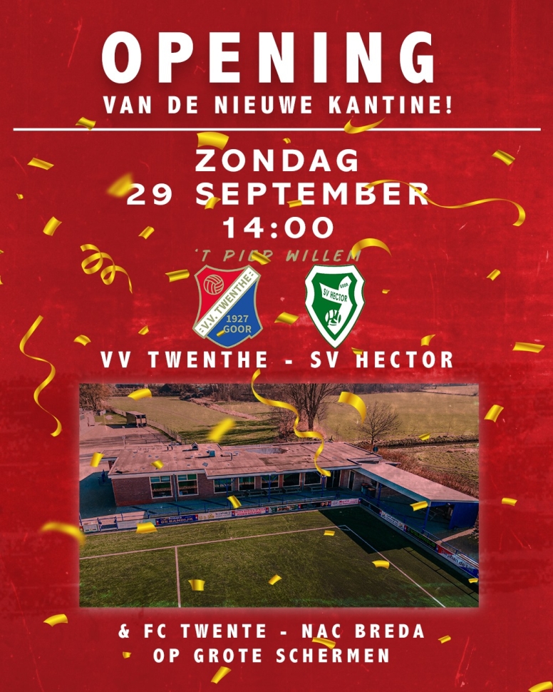 Zondag opening nieuwe kantine na derby